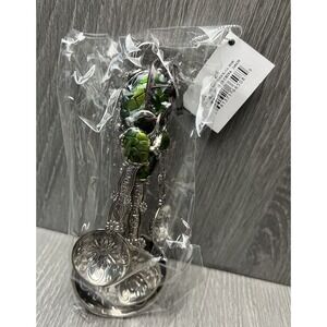 GANZ Turtle Blessing Measuring Spoons Set 4 PC Silver Green Floral Kitchen Decor